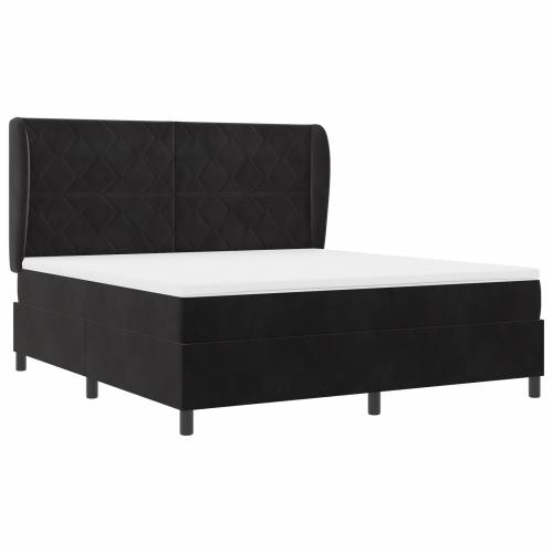 Kutna podna krevet s madracem Crna 180x200 cm Baršun Cijena