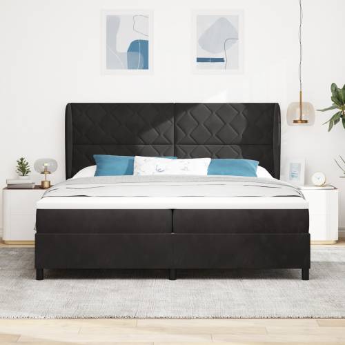 Box Spring Krevet s Madracem Crni 200x200 cm Baršun Cijena