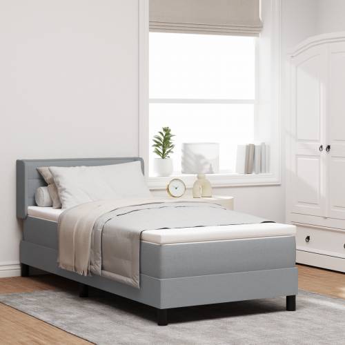 Box Spring krevet s madracem svjetlosiv 80x200 cm tkanina Cijena