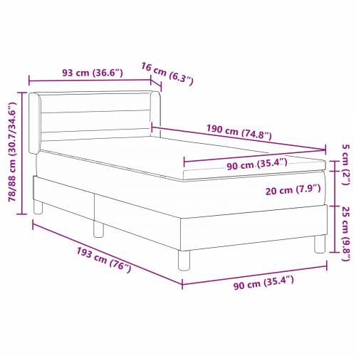 Krevet s kutijom opruga s madracem tamno siva 90x190 cm tkanina Cijena