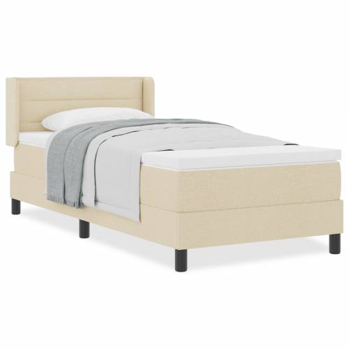 Krevet sa box springom sa madracem krem 100x200 cm tkanina Cijena