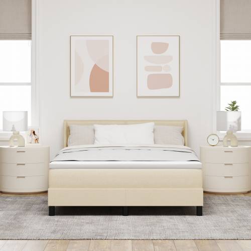 Krevet s opružnim osnovnim dijelom i madracem krem 140x200 cm tkanina Cijena
