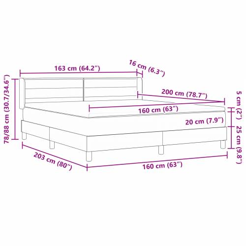 Krevet s Box Springom i madracem svjetlosiva 160x200 cm tkanina Cijena