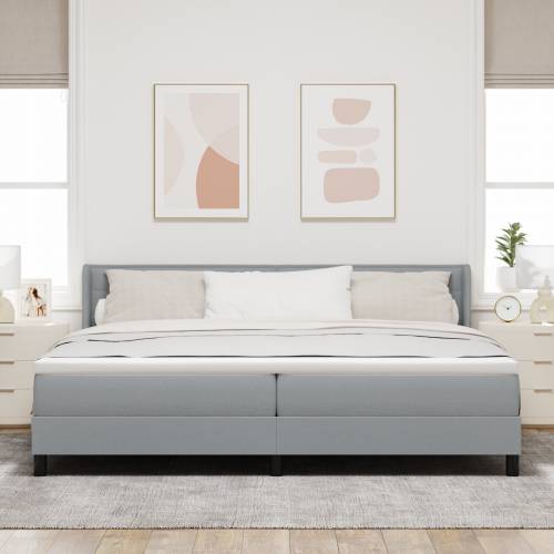 krevet s kutijom opruga s jastučićem svijetlosiv 200 x 200 cm tkanina Cijena