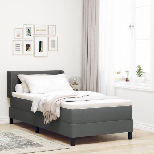 Krevet s box springom i madracem tamno sivi 90x190 cm tkanina Cijena