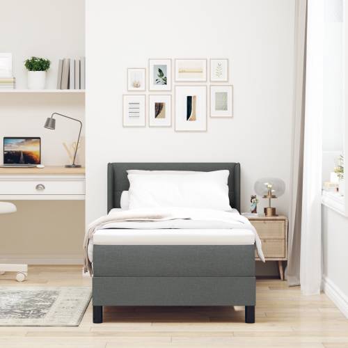 Krevet s box springom i madracem tamno sivi 90x190 cm tkanina Cijena