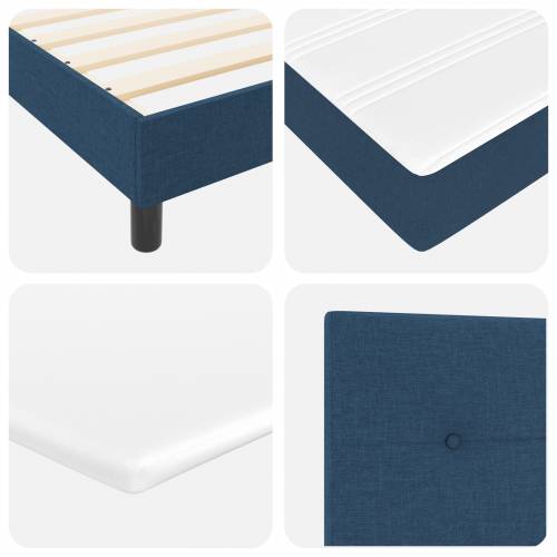 Krevet s Box Spring-om i Plavim Madracem 100x200 cm Tkanina Cijena