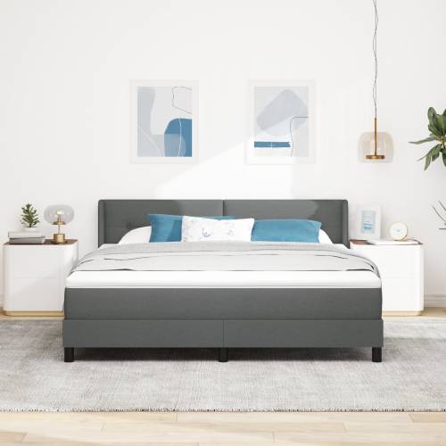 Box Spring krevet s madracem Tamno siva 180x200 cm Tkanina Cijena