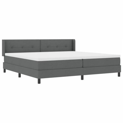 Tamno sivi krevet s kutijom i madracem 200x200 cm tkanina Cijena