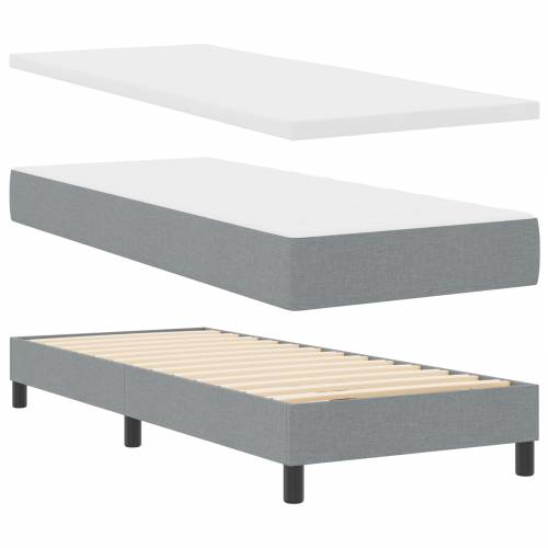 Krevet s oprugama s madracem svijetlosive boje 80x200 cm tkanina Cijena