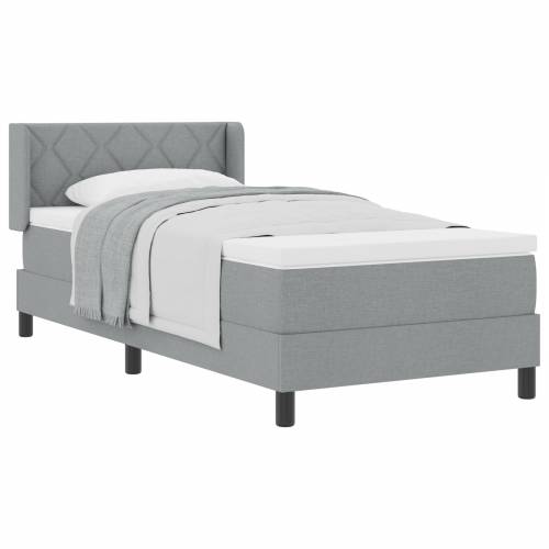 Krevet s Box Springom s Dušekom Svjetlosiva 90x200 cm Tkanina Cijena