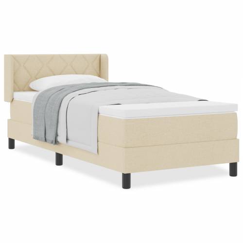 Box Spring Krevet s madracem Krem 100x200 cm Tkanina Cijena