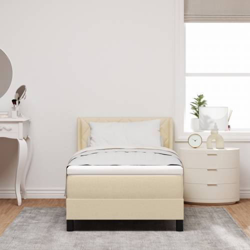 Box Spring Krevet s madracem Krem 100x200 cm Tkanina Cijena