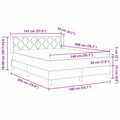Box Spring krevet s madracem svijetlosivi 140x200 cm tkanina Cijena