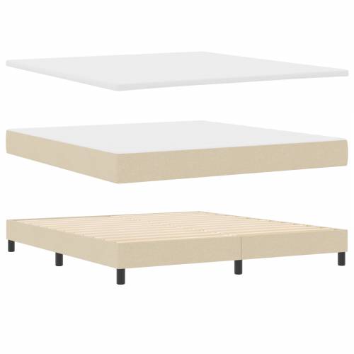 krevet s kutijom opruga s madracem krem 180x200 cm tkanina Cijena