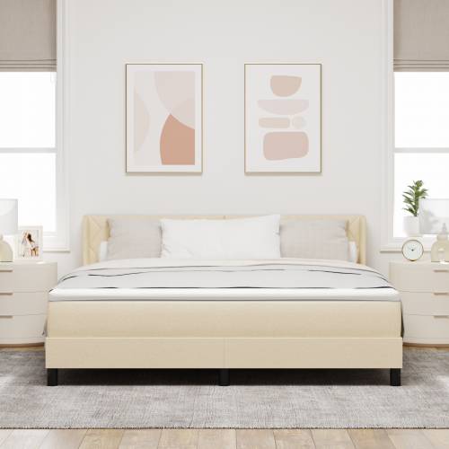 krevet s kutijom opruga s madracem krem 180x200 cm tkanina Cijena
