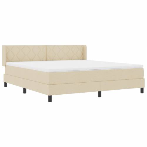 krevet s kutijom opruga s madracem krem 180x200 cm tkanina Cijena
