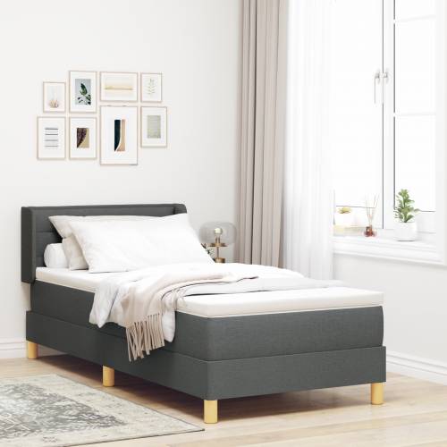 Krevet s box springom s madracem tamno sive boje 100x200 cm Tkanina Cijena