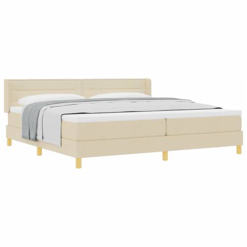 Krevet s podnicom s madracem krem 200x200 cm tkanina Cijena