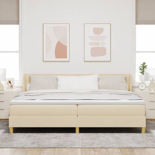 Krevet s podnicom s madracem krem 200x200 cm tkanina Cijena