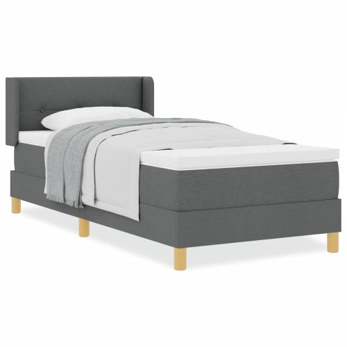 Krevet na opruge s madracem tamno sivi 90x190 cm tkanina Cijena