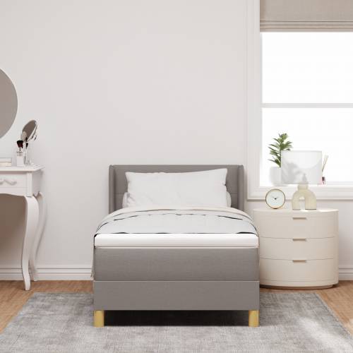 Krevet s box springom i madracem taupe 90x200 cm tkanina Cijena