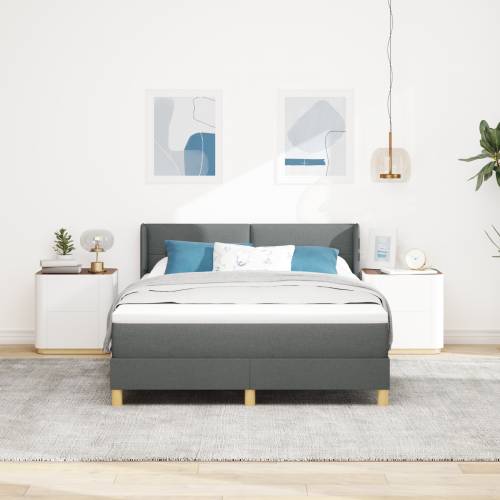Box Spring Krevet s Madracem Tamno Sivi 140x190 cm Tkanina Cijena
