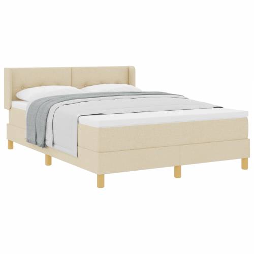 Krevet s Box Springom i Madracem krem 140x200 cm tkanina Cijena