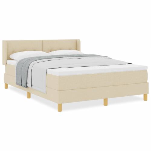 Krevet s Box Springom i Madracem krem 140x200 cm tkanina Cijena