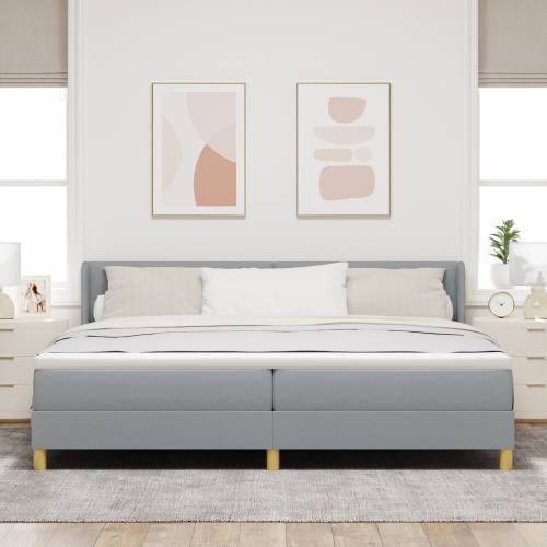 Krevet s opružnom osnovom s madracem svjetlosiva 200x200 cm tkanina Cijena