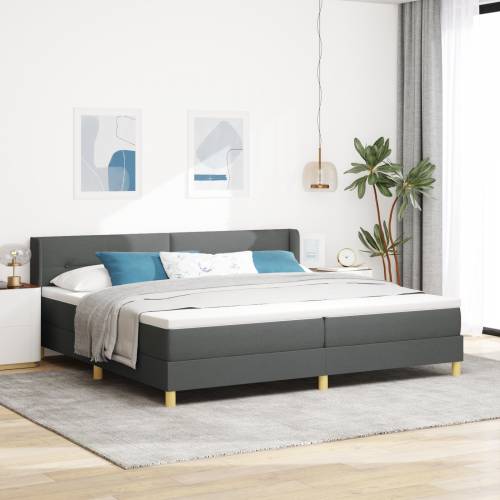 Krevet s Box Springom i madracem tamno sive boje 200x200 cm od tkanine Cijena