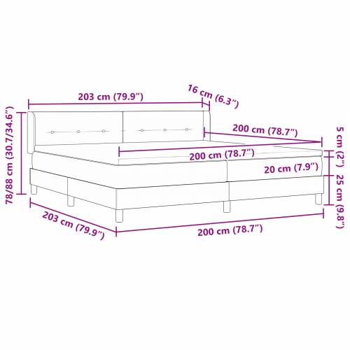 Krevet s Box Springom i madracem tamno sive boje 200x200 cm od tkanine Cijena