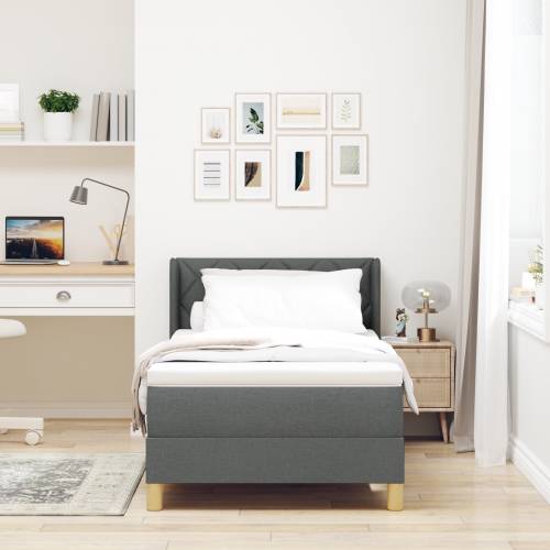 Box Spring Krevet s Madracem Tamnosivi 90x190 cm Tkanina Cijena