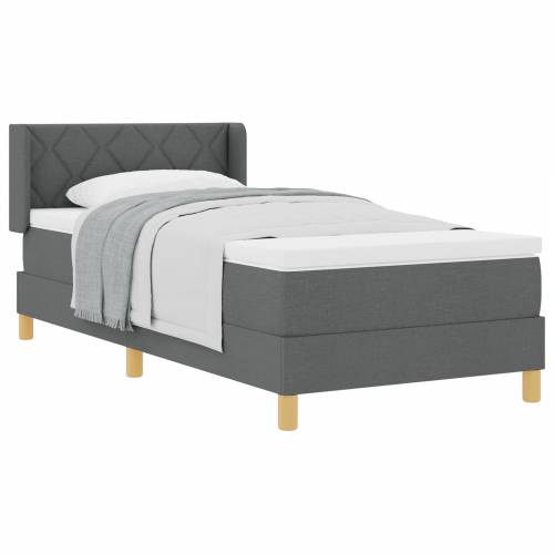 Krevet s box springom i madracem tamno sivi 90x200 cm tkanina Cijena