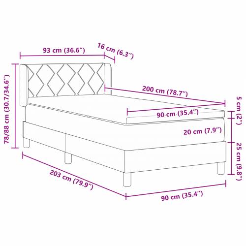 Krevet s box springom i madracem tamno sivi 90x200 cm tkanina Cijena