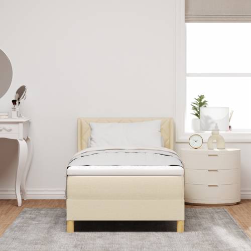 Krevet s podnicom s madracem Krem 90x200 cm Tkanina Cijena