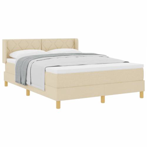 Krevet s oprugom s madracem krem 140x190 cm tkanina Cijena