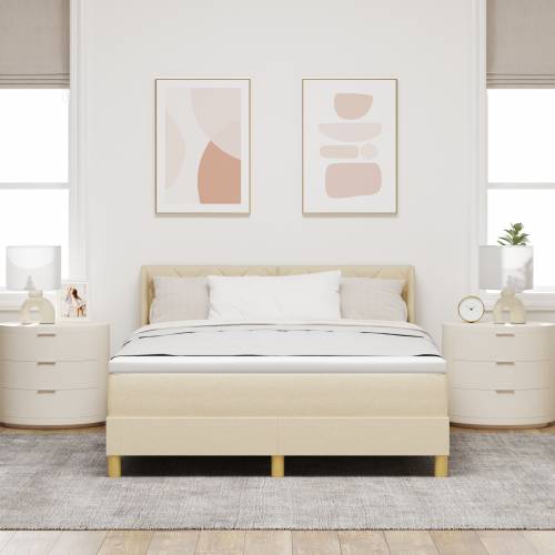 Krevet s oprugom s madracem krem 140x190 cm tkanina Cijena