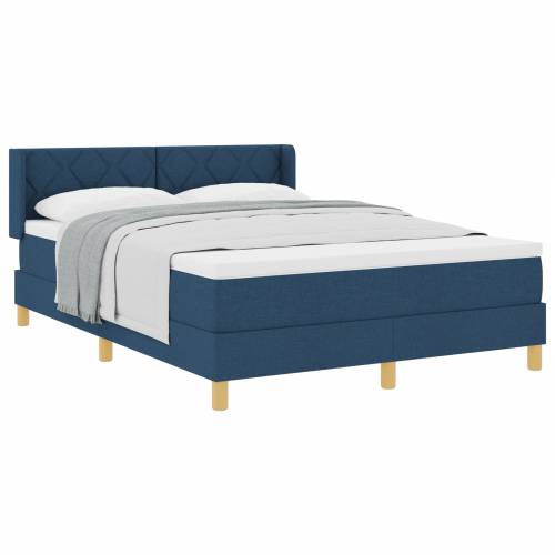 box spring krevet s madracem plavi 140x190 cm od tkanine Cijena