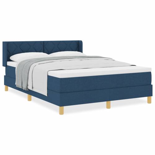 box spring krevet s madracem plavi 140x190 cm od tkanine Cijena