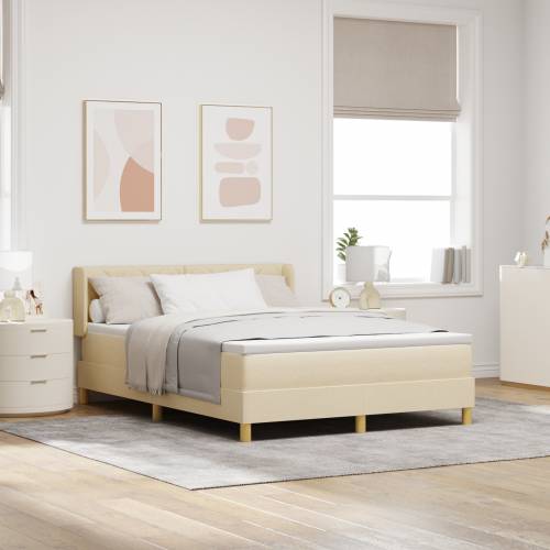 Box Spring Krevet s Madracem Krem 140x200 cm Tkanina Cijena