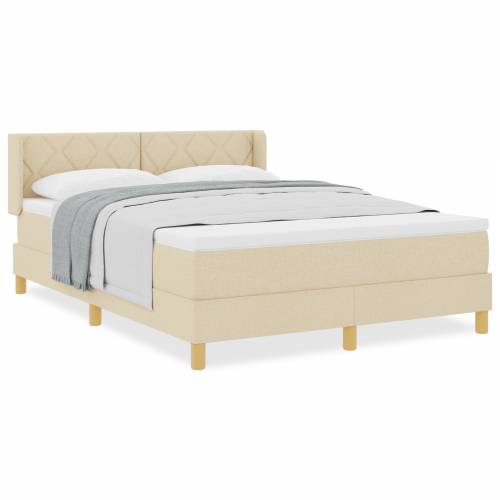 Box Spring Krevet s Madracem Krem 140x200 cm Tkanina Cijena
