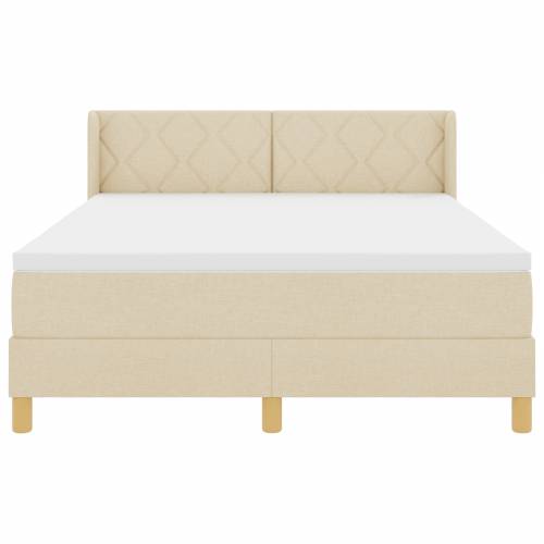 Box Spring Krevet s Madracem Krem 140x200 cm Tkanina Cijena
