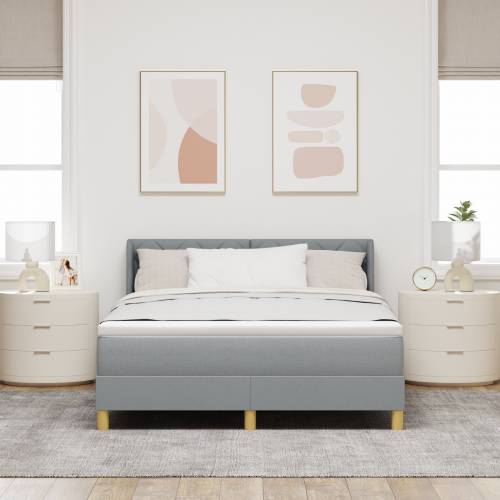 Krevet sa oprugom s jastukom svjetlosive boje 160x200 cm Cijena