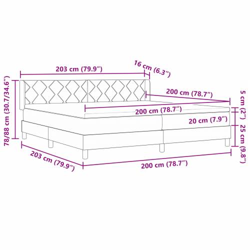 Krevet s box springom i madracem svjetlosive boje 200x200 cm Cijena