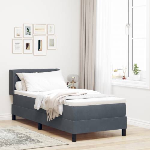 Box Spring Krevet s Madracem Tamno Siva 80x200 cm Baršun Cijena