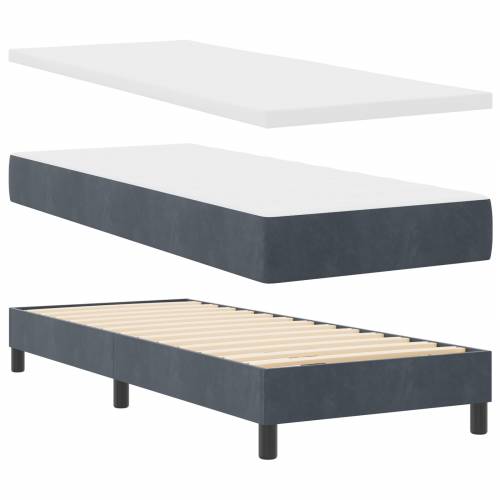 Box Spring Krevet s Madracem Tamno Siva 80x200 cm Baršun Cijena