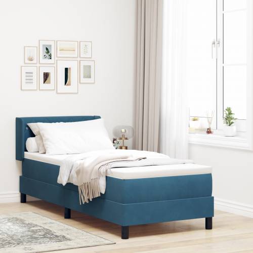 Box Spring Krevet s Madracem Tamno Plava 80x200 cm Baršun Cijena