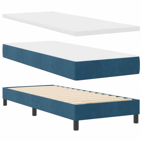 Box Spring Krevet s Madracem Tamno Plava 80x200 cm Baršun Cijena