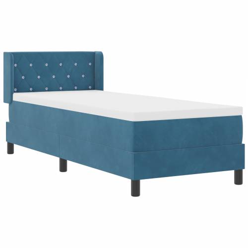 Box Spring Krevet s Madracem Tamno Plava 80x200 cm Baršun Cijena